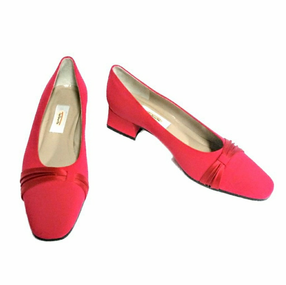 Talbots Red Slip On Square Heel Low Pumps Sz 6.5